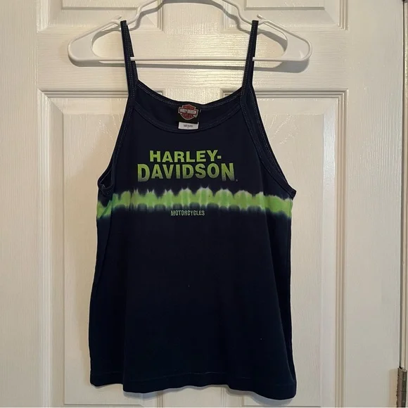 Harley-Davidson Navy Blue and Green Tie Dye Tank Top - Picture 2 of 3